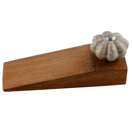 2 Pieces Cream Crackle Ceramic Melon Wooden Door Stopper